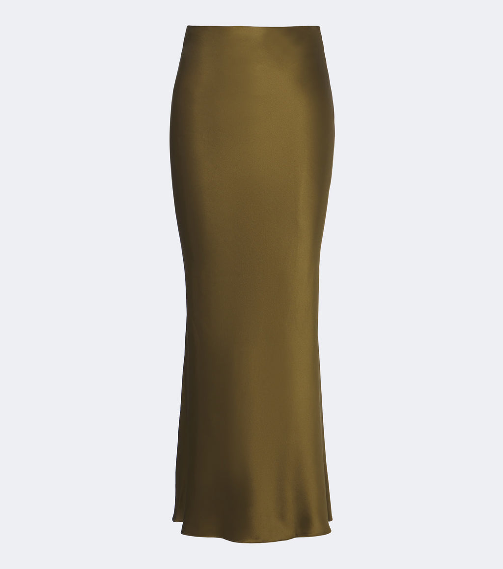 Bias Maxi Skirt in olive