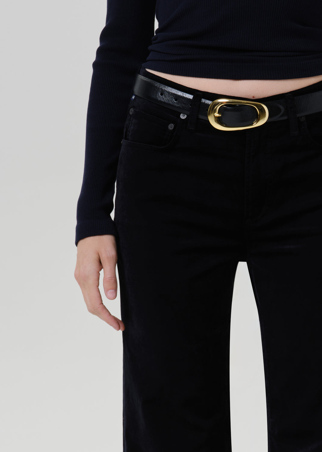 Kimberly 70's Flare Velvet In Onyx Black