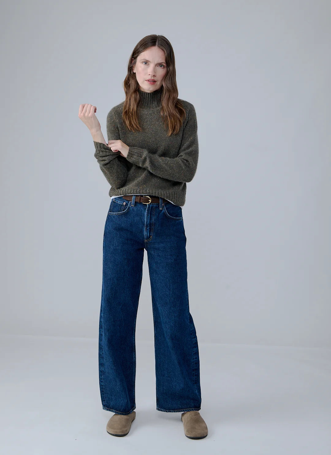 Solid Cropped Chunky Mock Neck Sweater