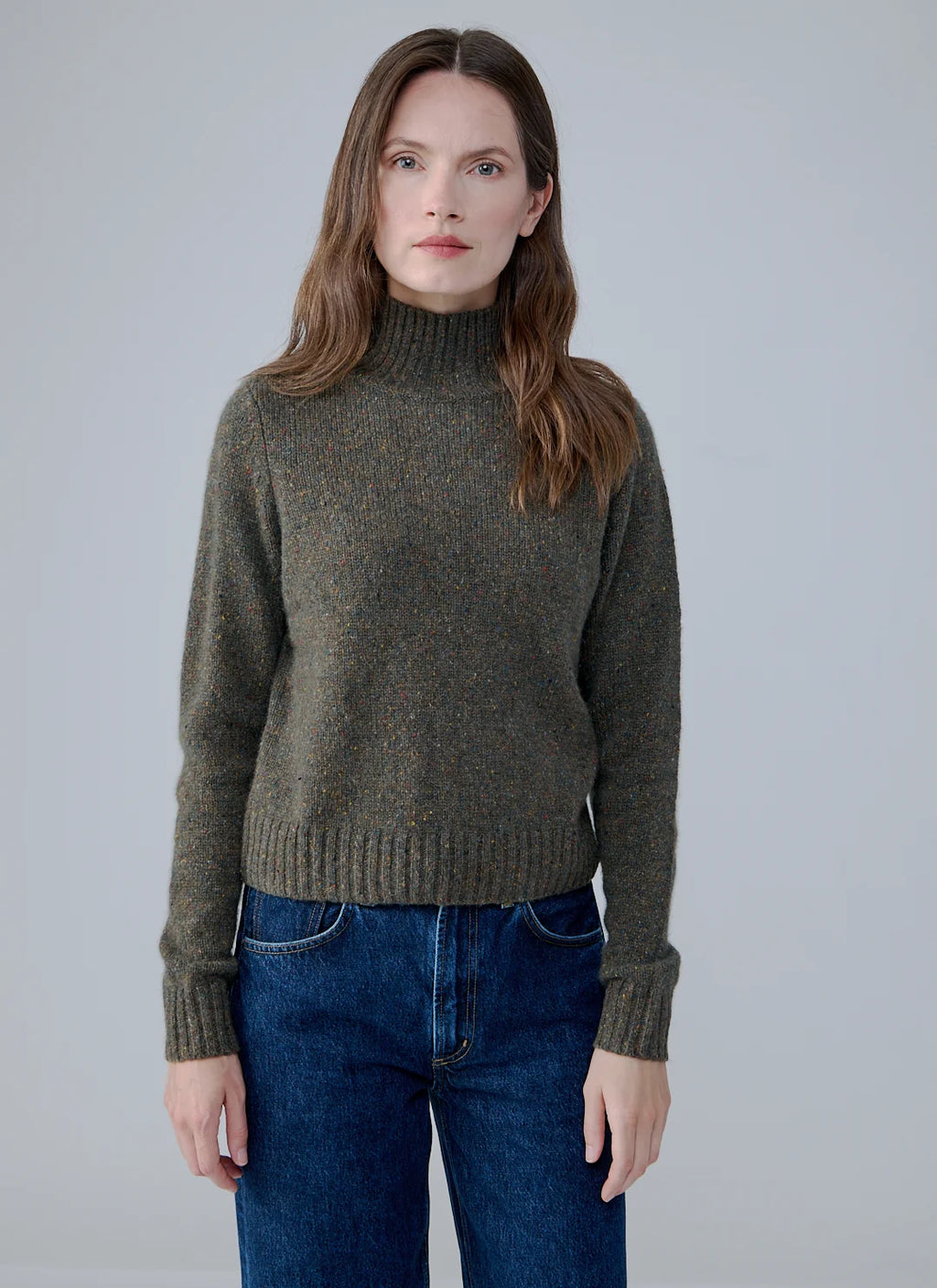 Solid Cropped Chunky Mock Neck Sweater