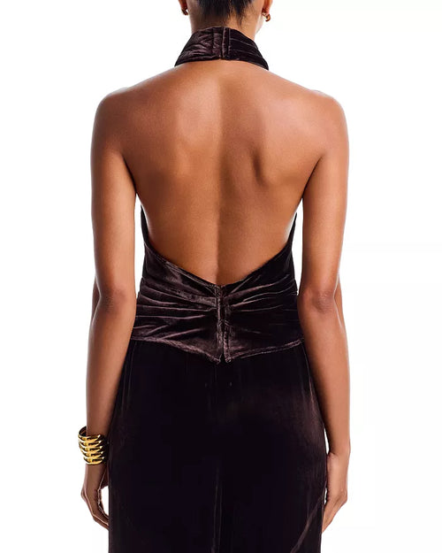 Back Wrap Top in Velour Brown