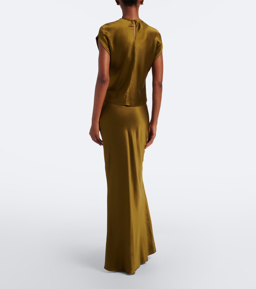 Bias Maxi Skirt in olive