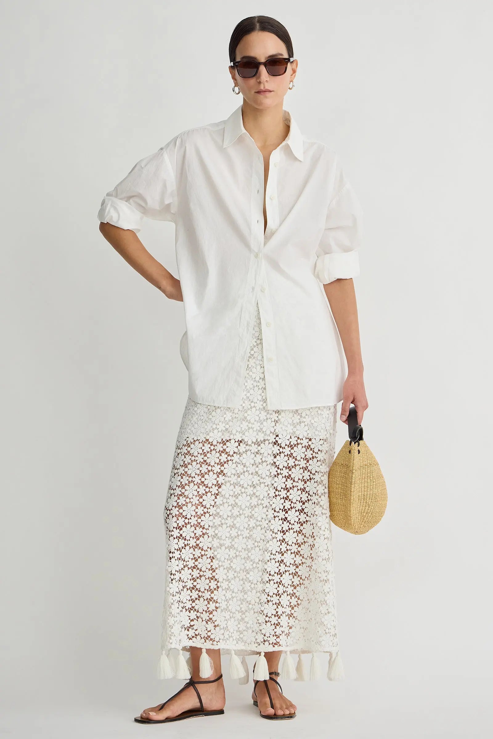 Valeska Tassel Column Skirt - cream