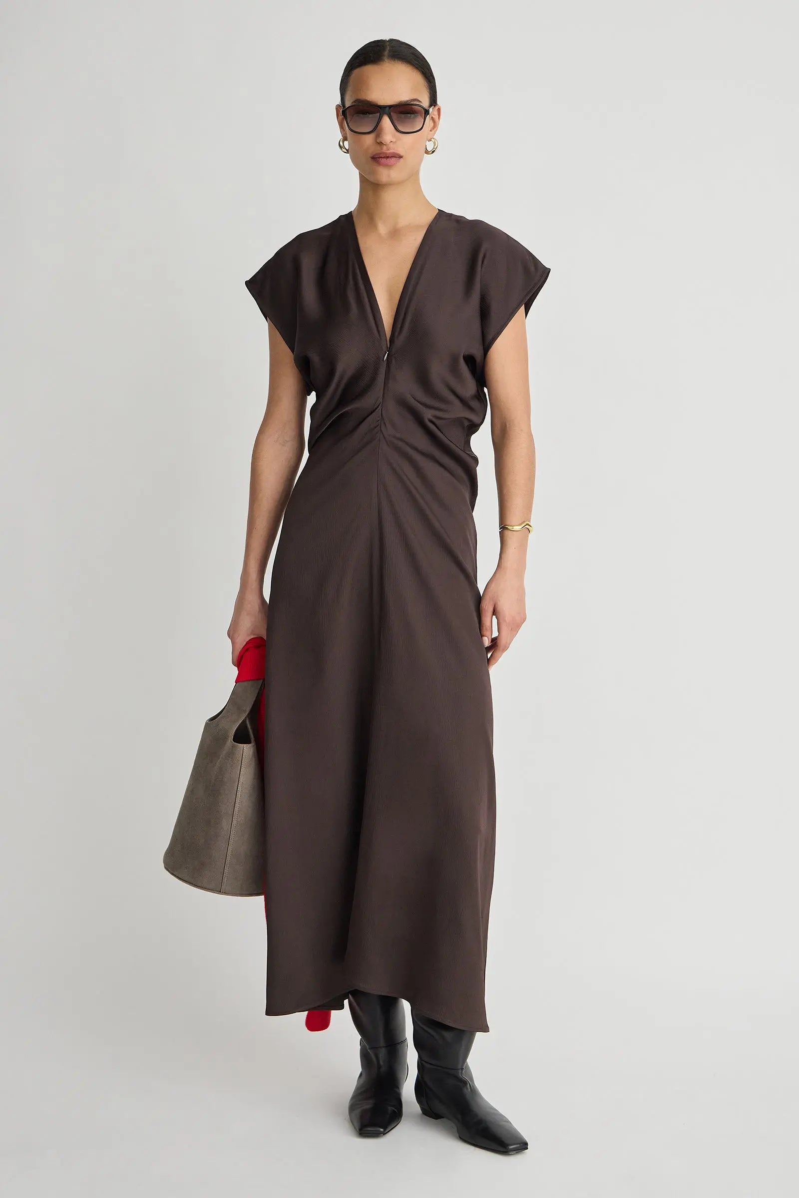 MONDE DRAPE BIAS MAXI DRESS