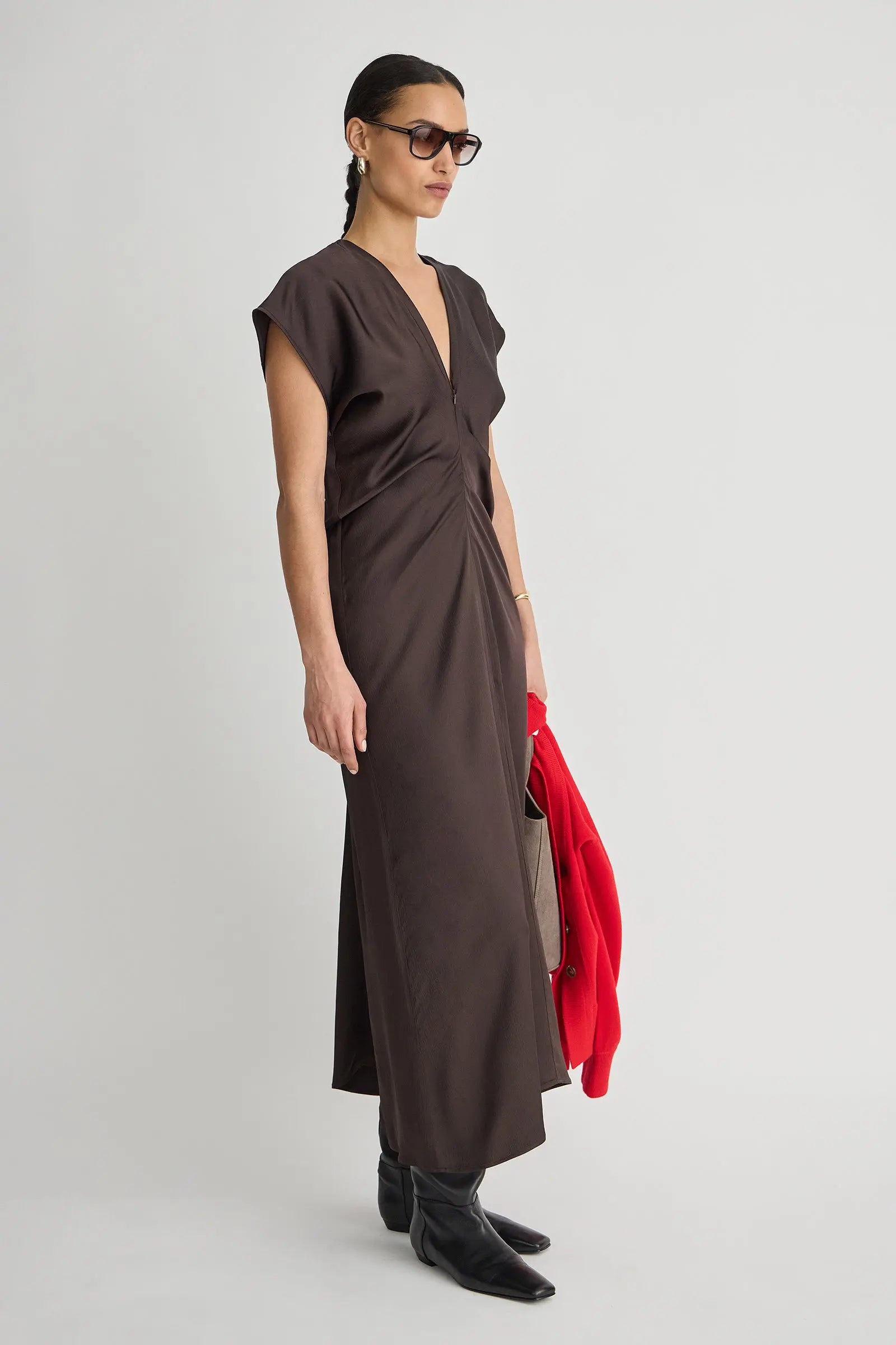 MONDE DRAPE BIAS MAXI DRESS