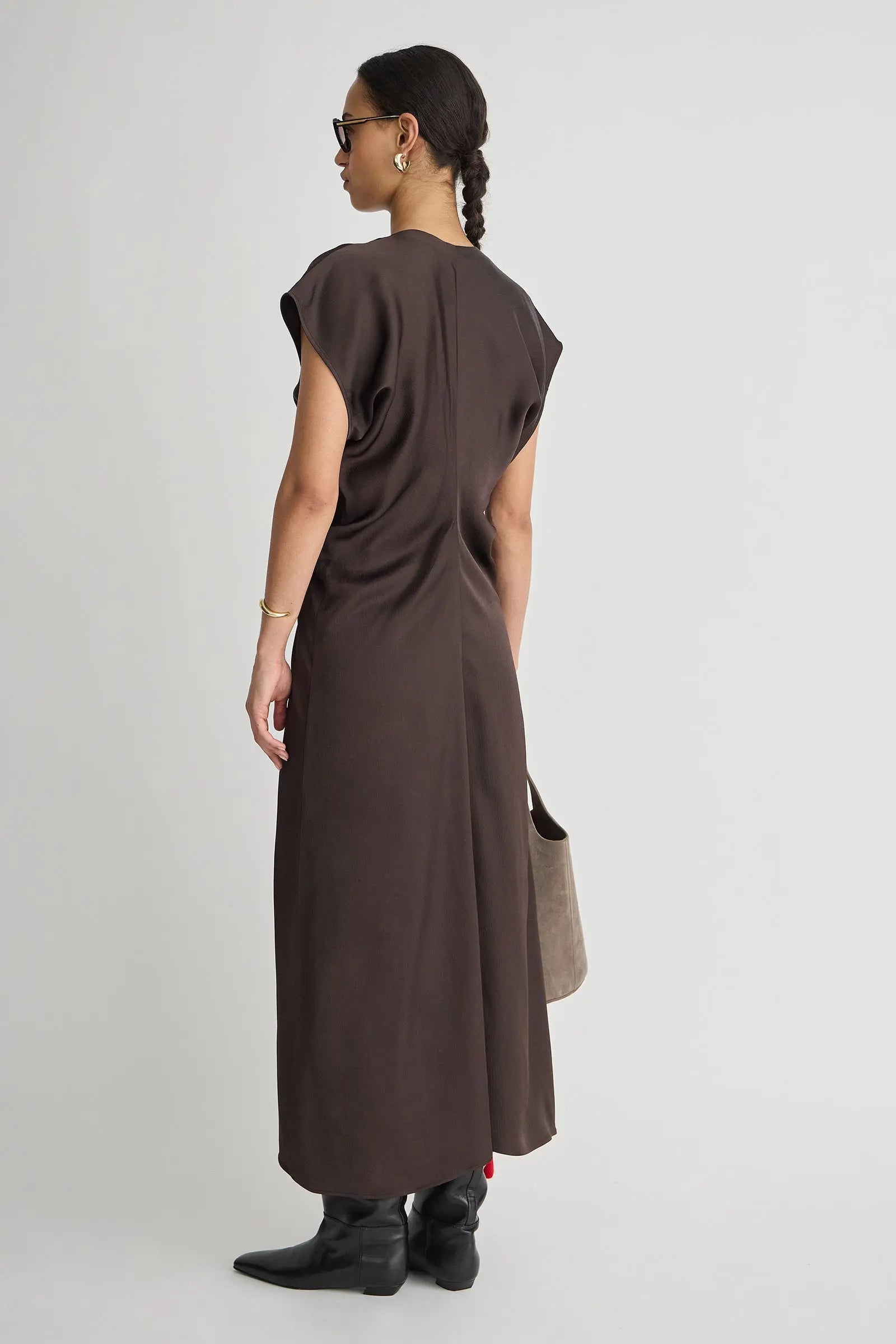 MONDE DRAPE BIAS MAXI DRESS