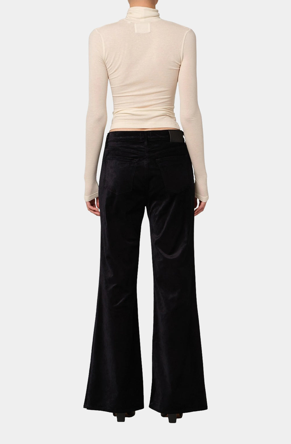 Kimberly 70's Flare Velvet In Onyx Black