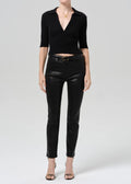 Jen Straight Leather Pant in Black
