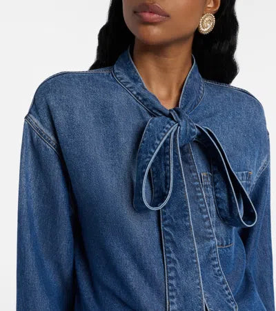 Denim Tie Neck Shirt