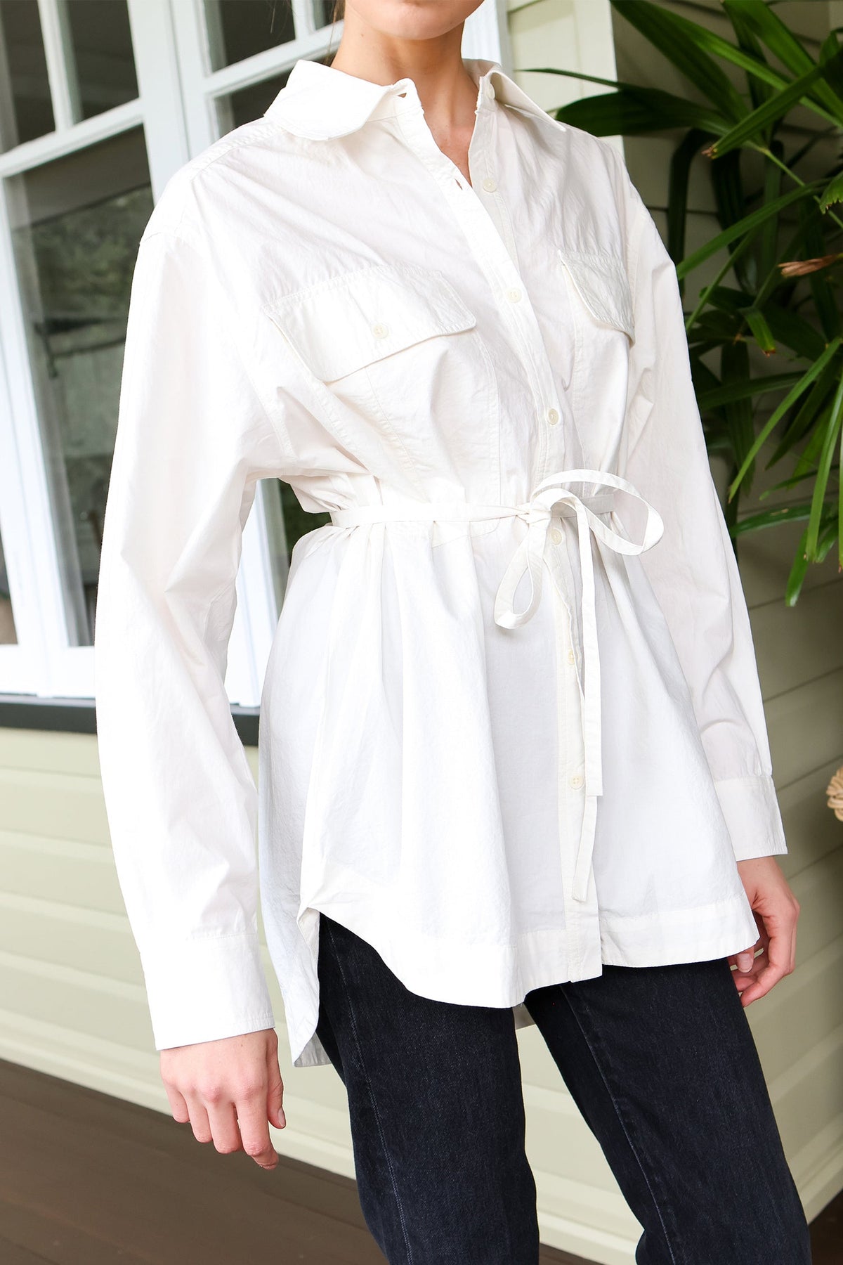 Flowe pocket button up in cream