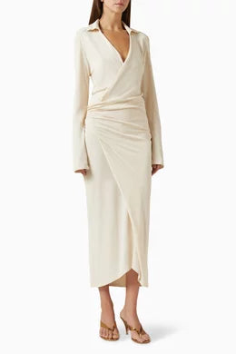 slinky shirt dress in bone