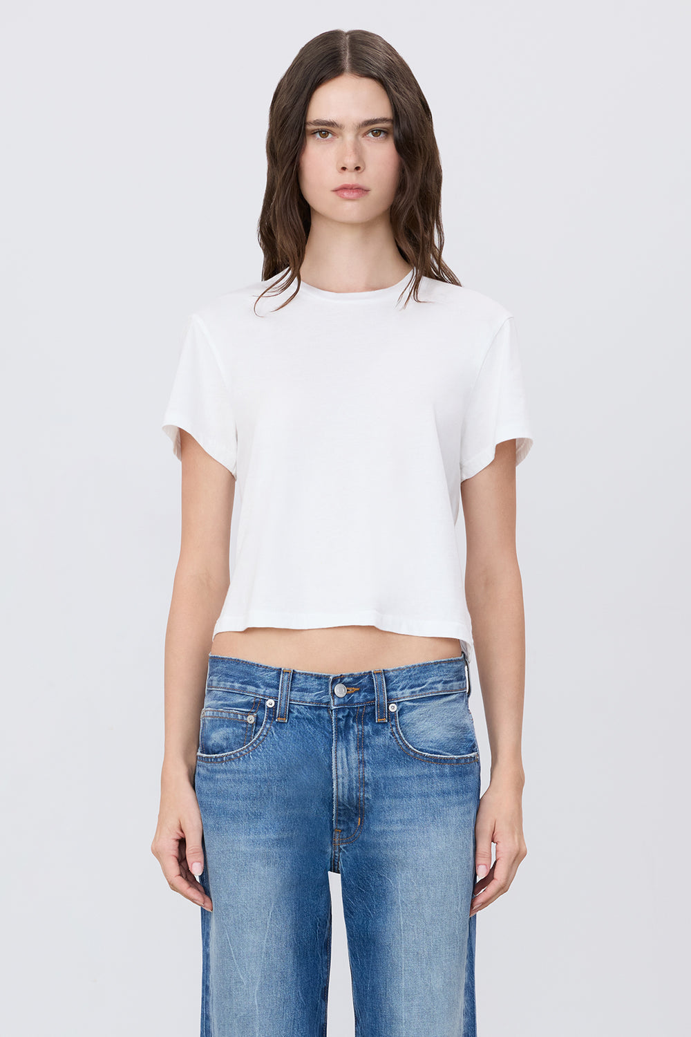 Short Sleeve Boxy Tee in white