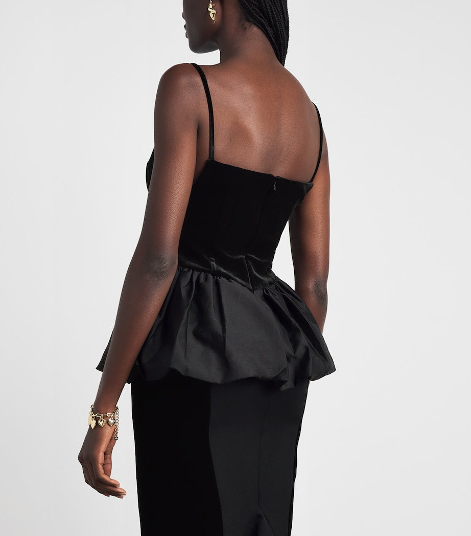 Black Velvet Bubble Hem Top
