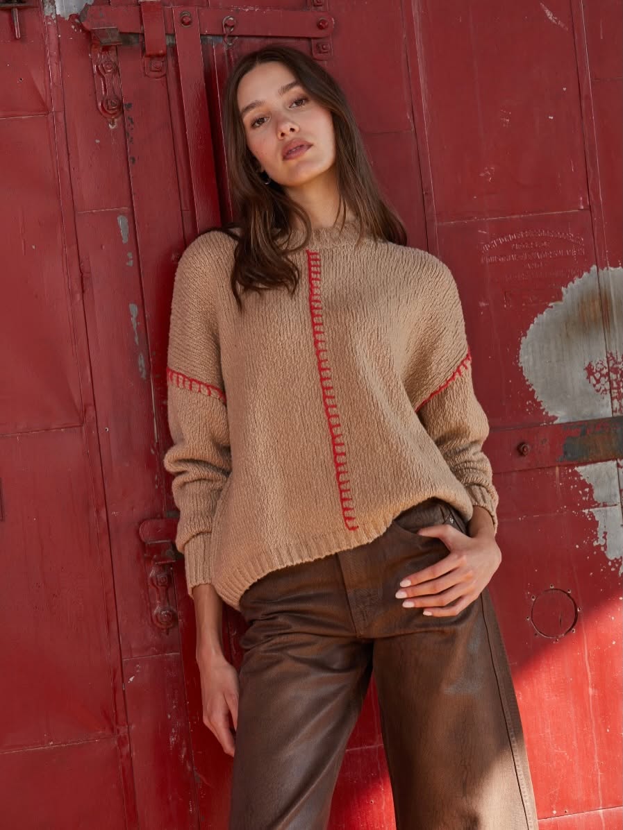Boxy Crew with Blanket Stitched Reversed Seams