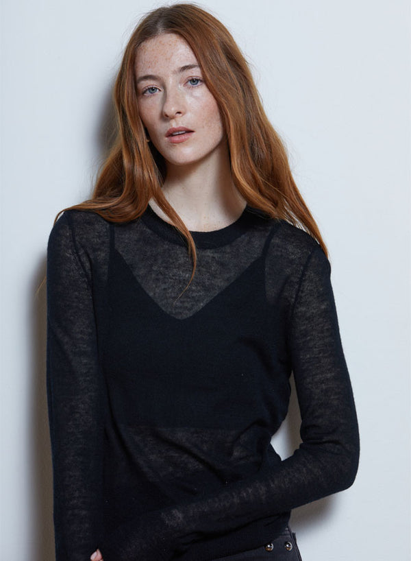 Basic Crew with Reversed Seams in Black