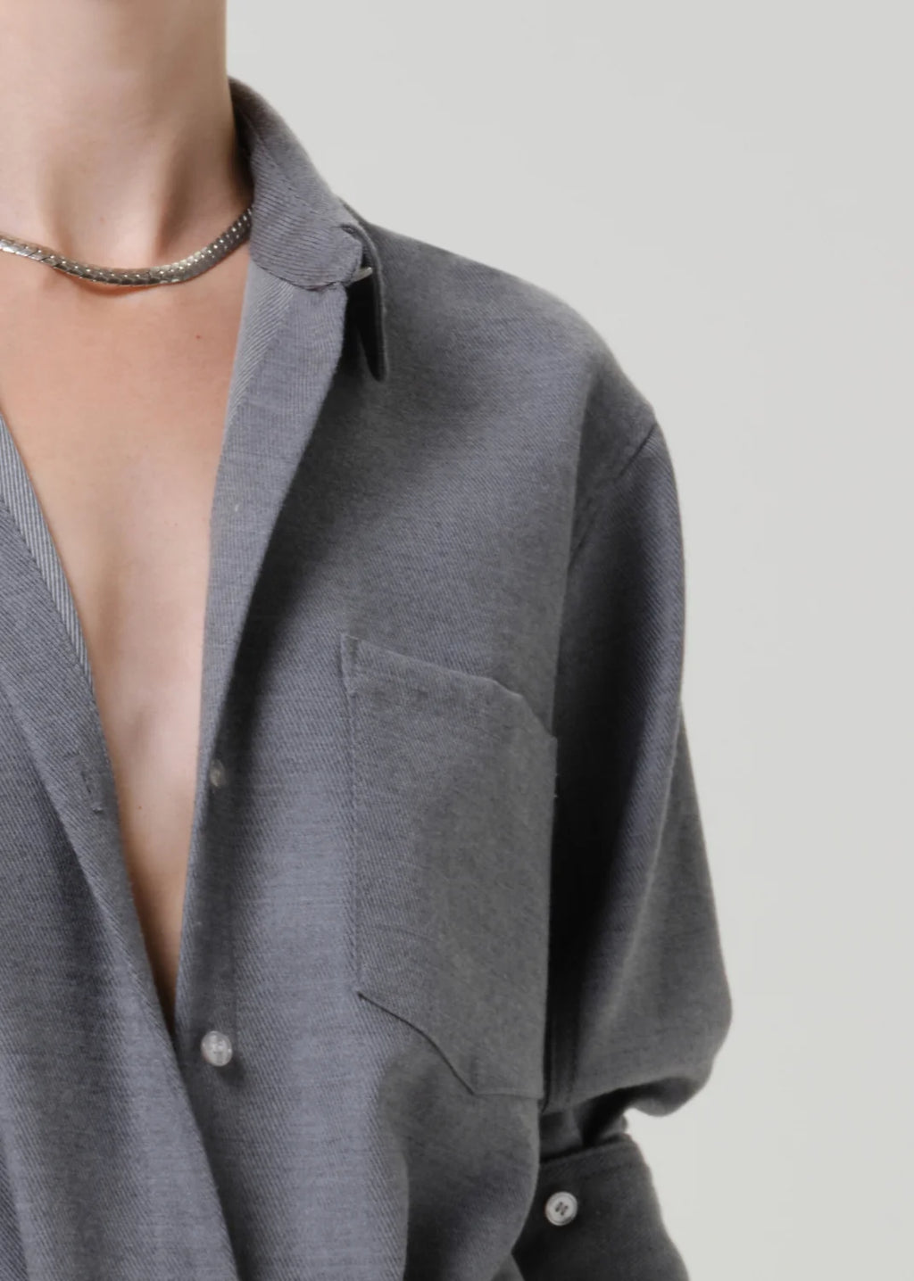 Kayla Shrunken Italian Virgin Wool Shirt in Gris