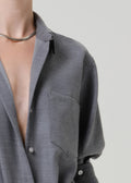Kayla Shrunken Italian Virgin Wool Shirt in Gris