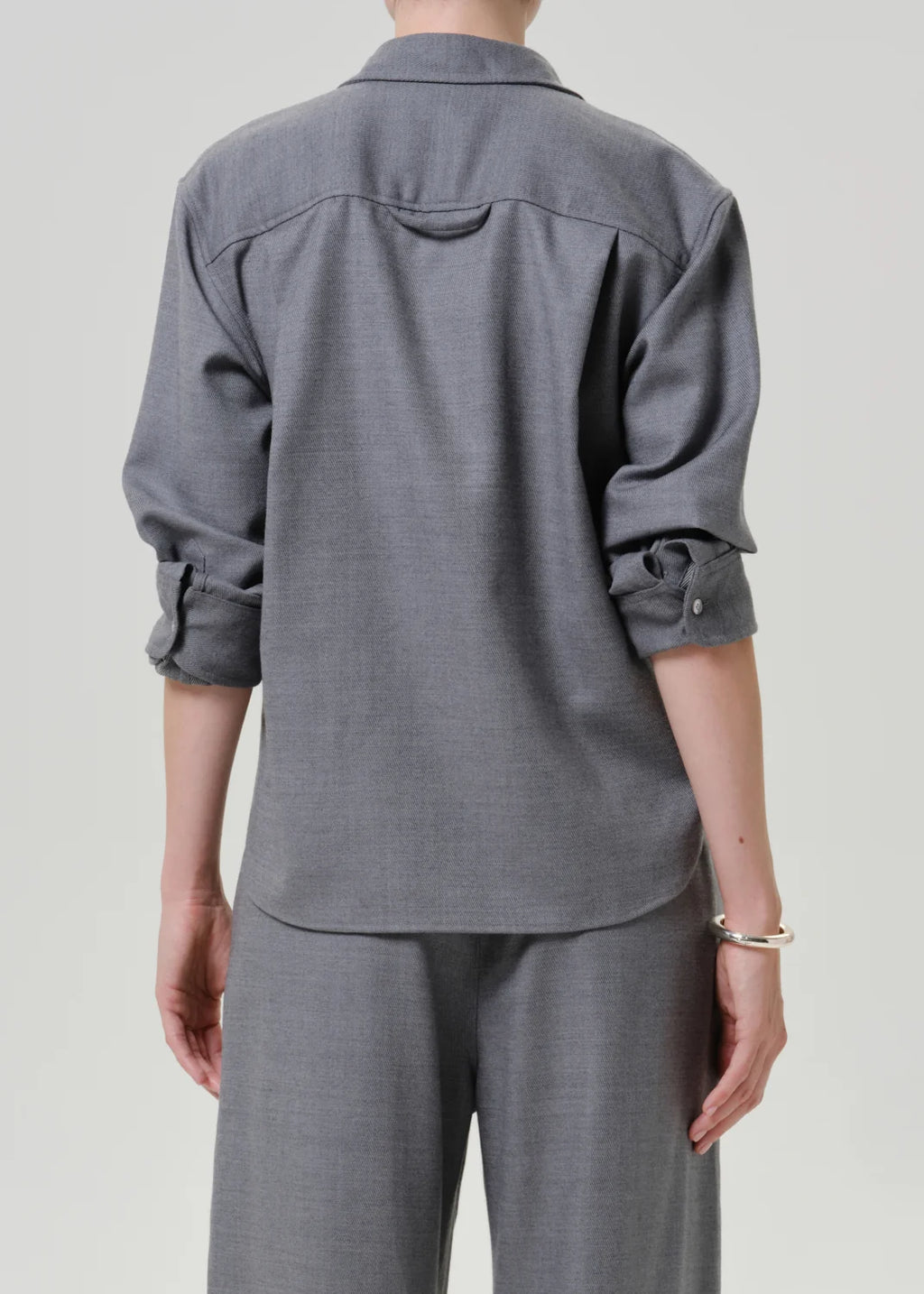Kayla Shrunken Italian Virgin Wool Shirt in Gris