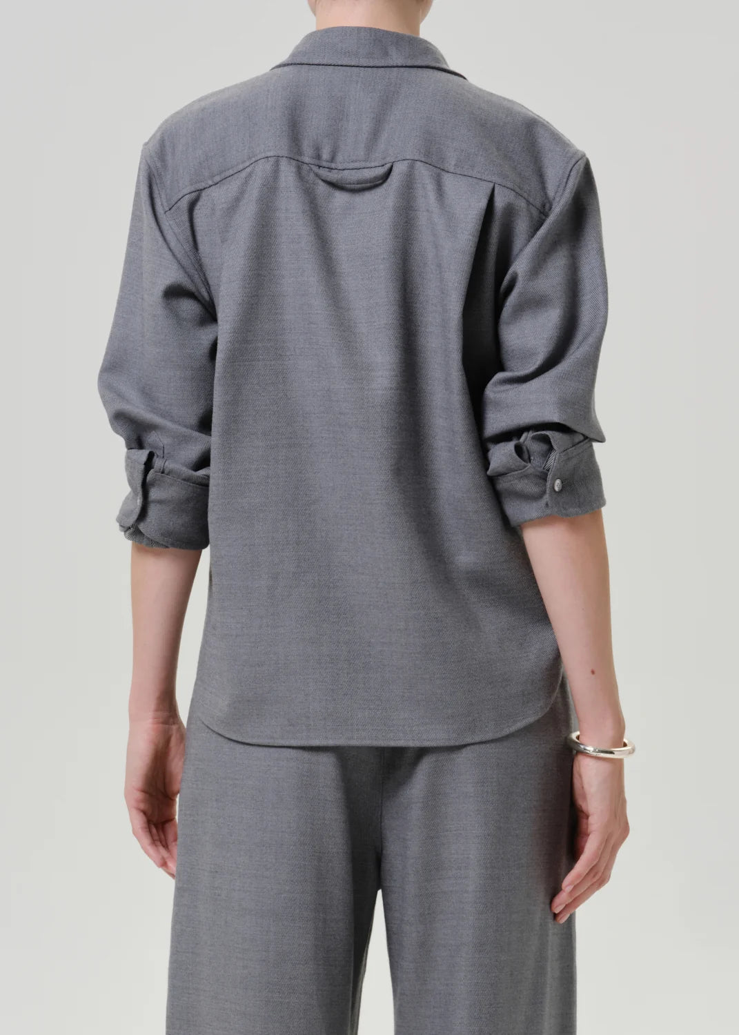 Kayla Shrunken Italian Virgin Wool Shirt in Gris