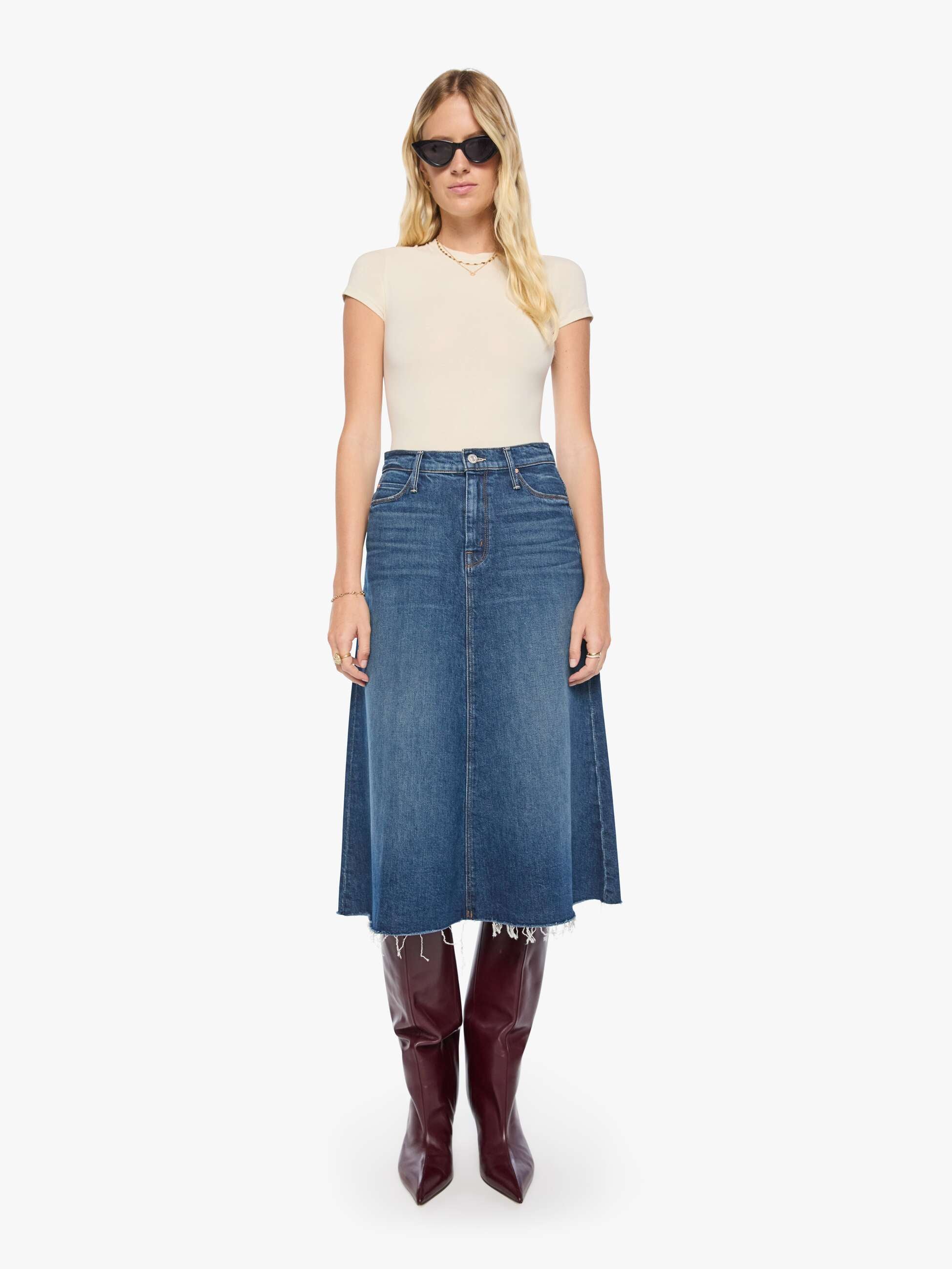 The Circle Midi Fray Skirt
