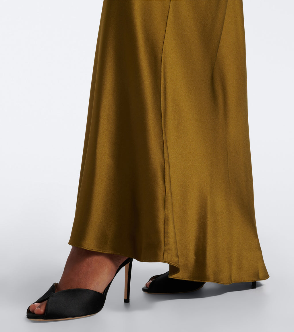 Bias Maxi Skirt in olive
