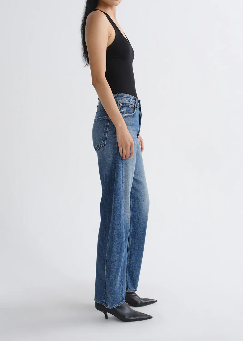 LUNA HIGH RISE PIECED TAPER JEAN