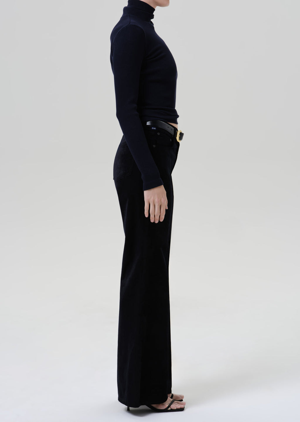 Kimberly 70's Flare Velvet In Onyx Black