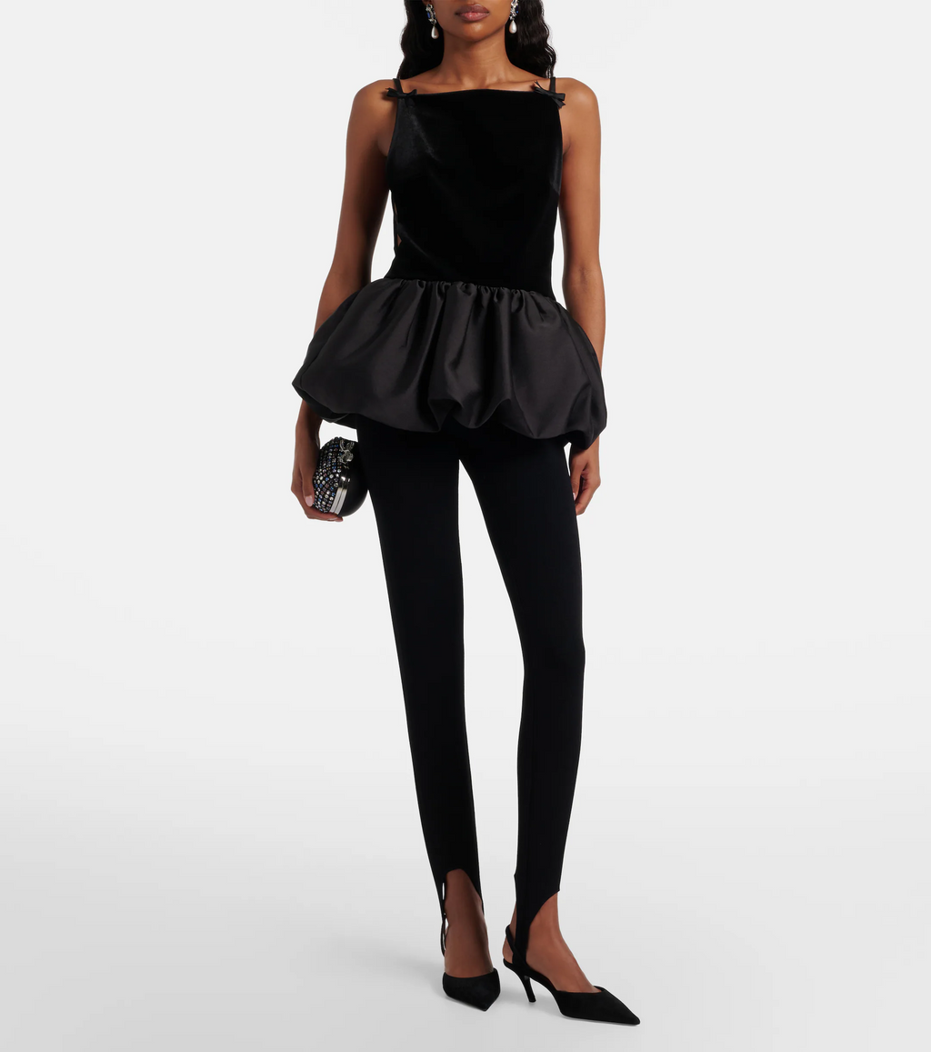 Black Velvet Bubble Hem Top
