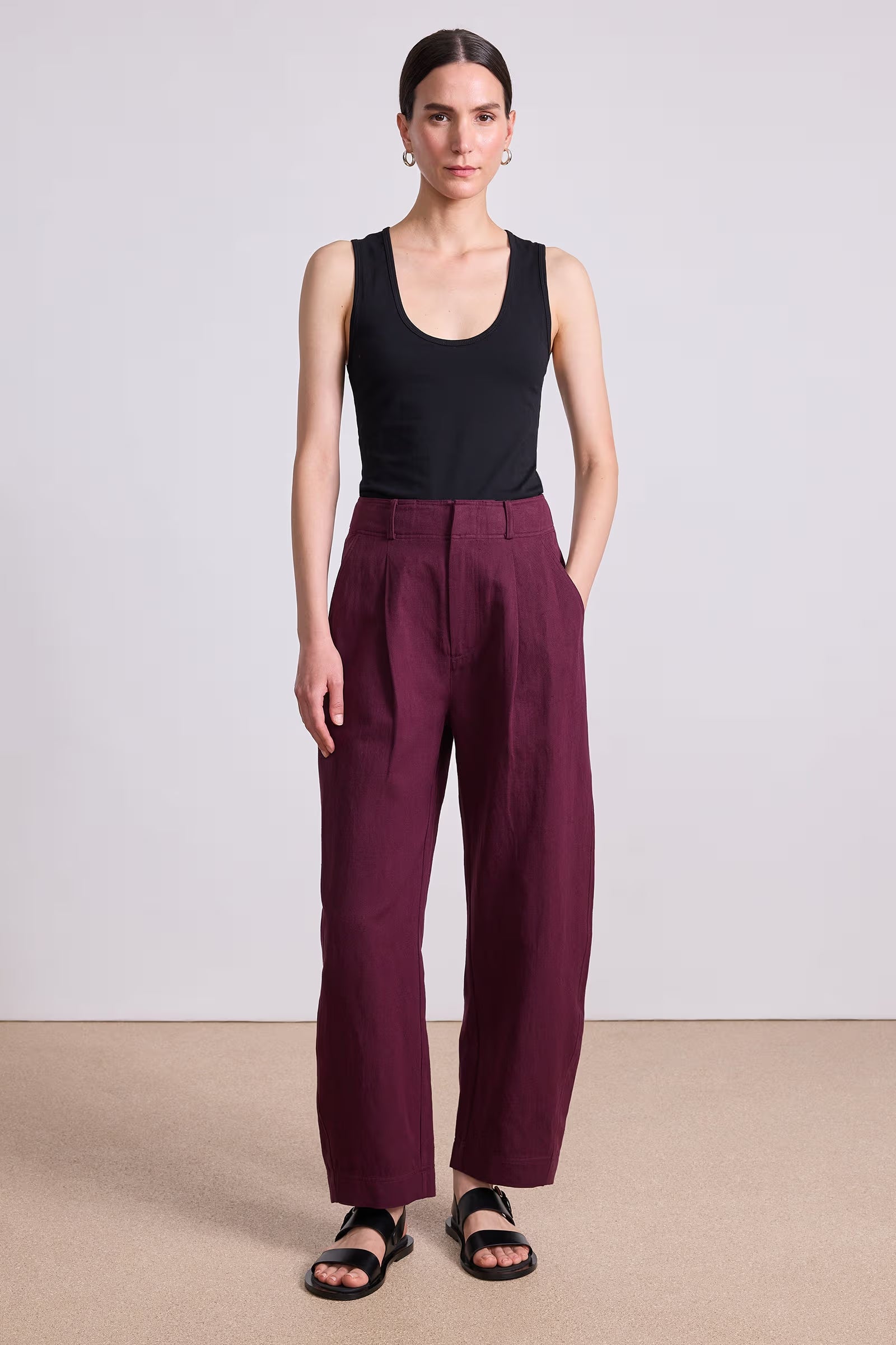 Bari Crop Trouser - Black Cherry