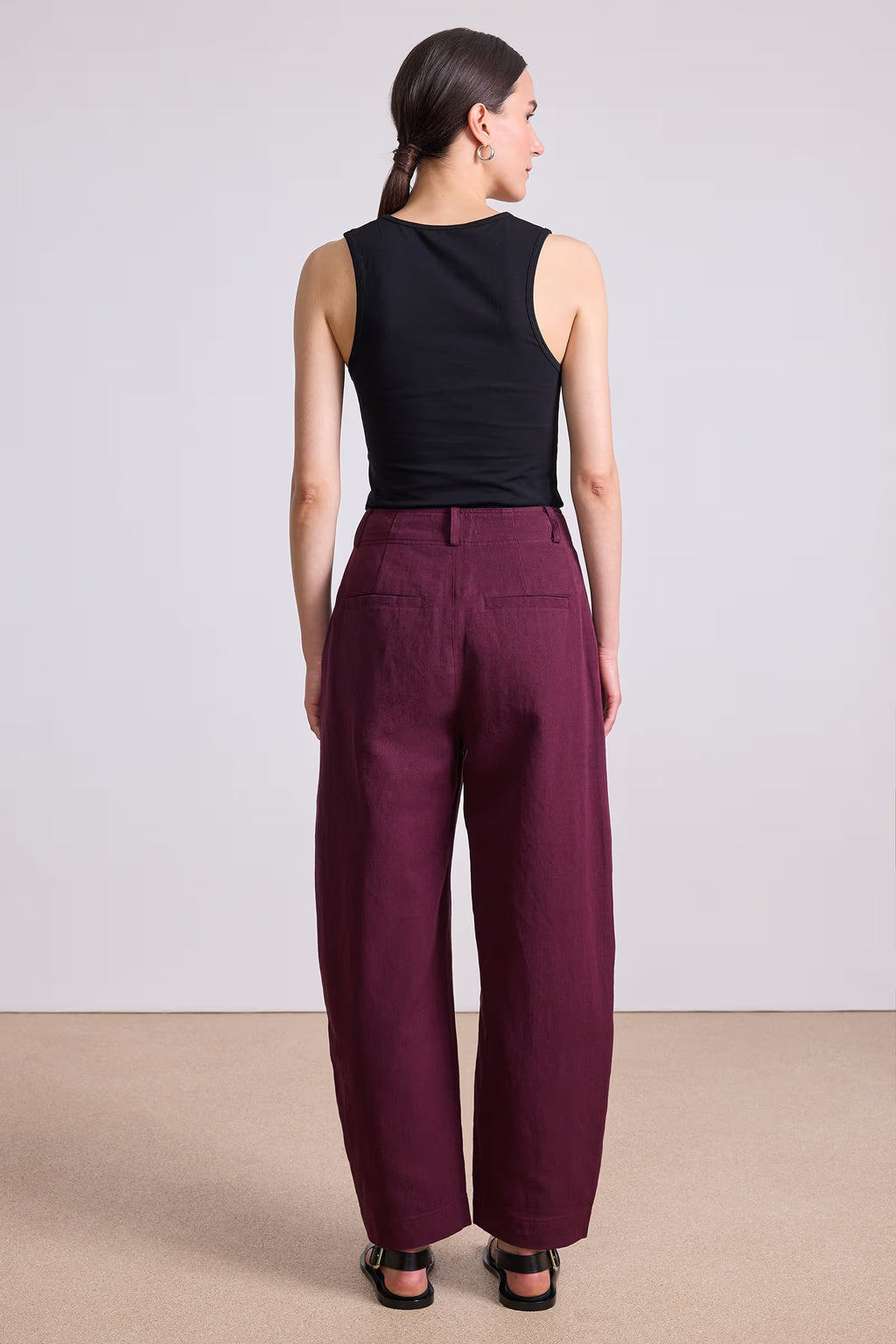 Bari Crop Trouser - Black Cherry