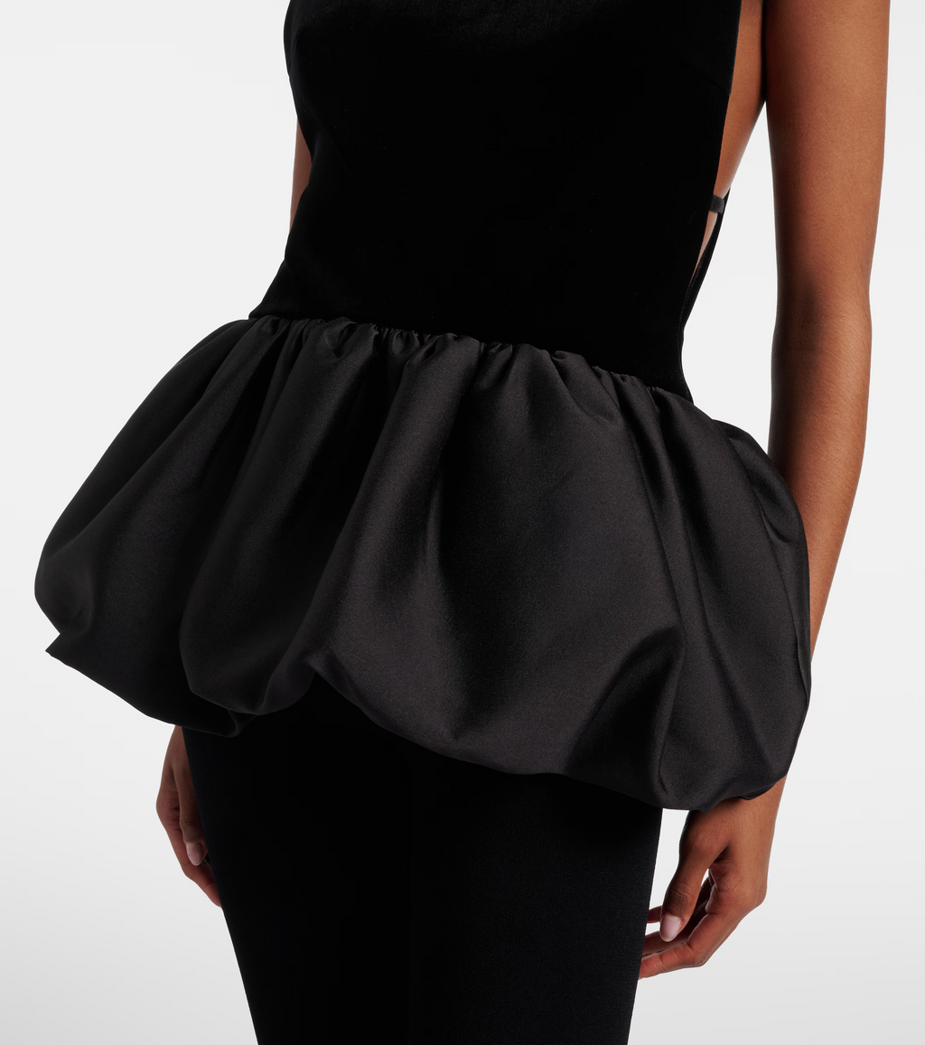 Black Velvet Bubble Hem Top