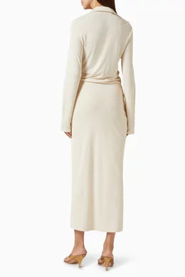 slinky shirt dress in bone