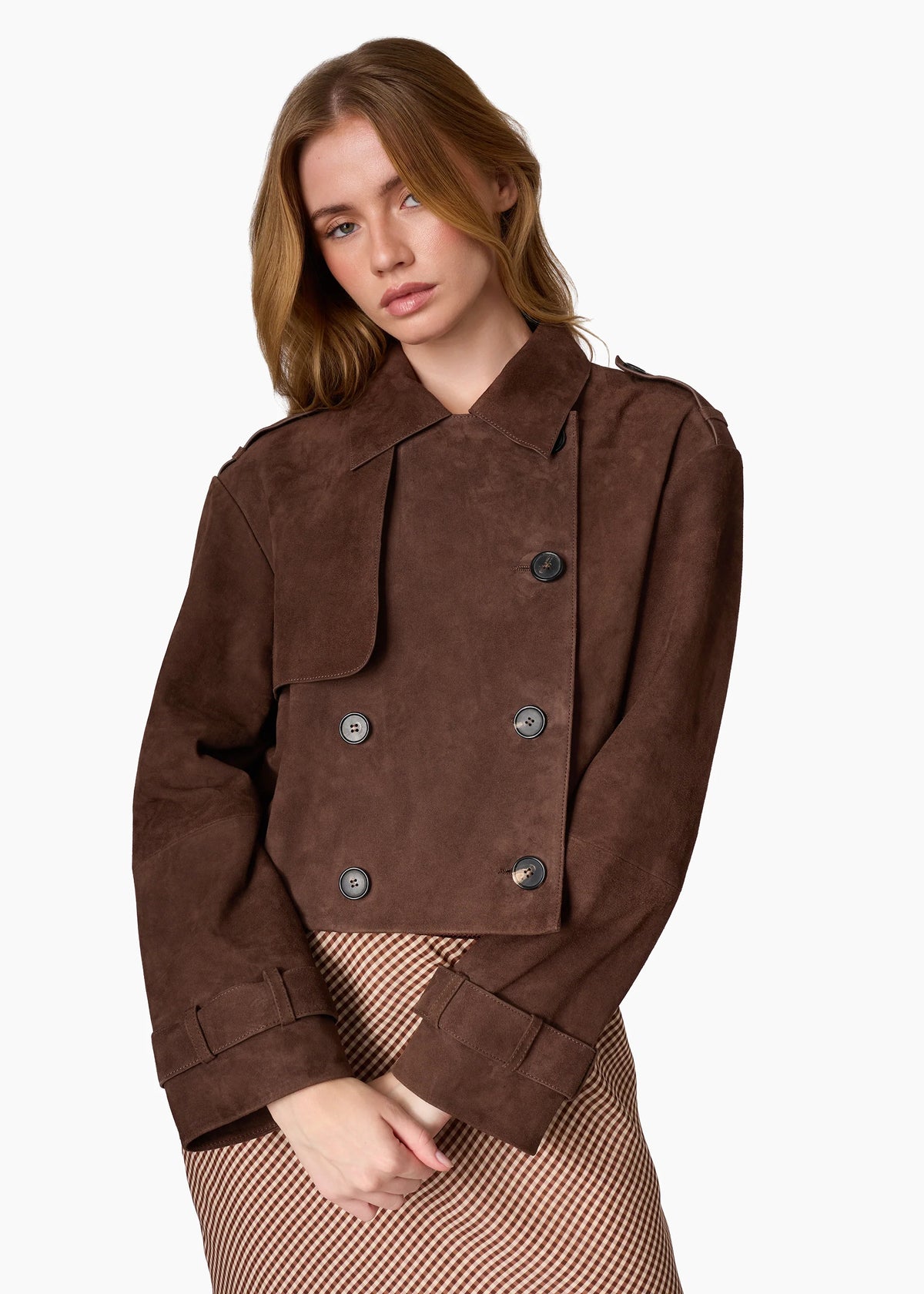 Saskia Suede Jacket in Dark Umber