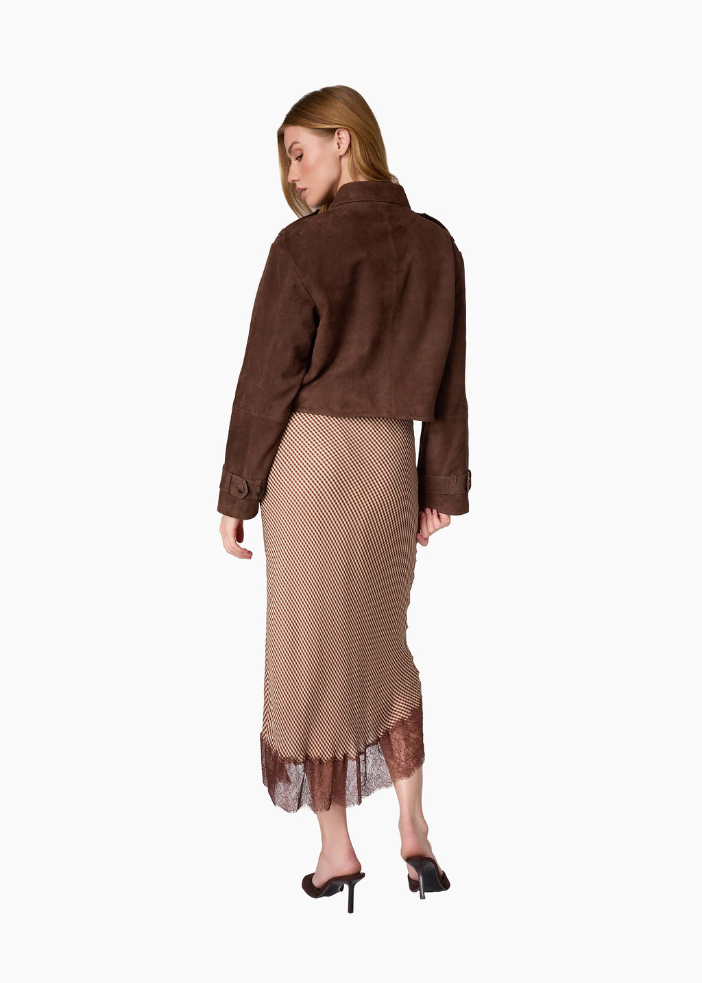 Saskia Suede Jacket in Dark Umber