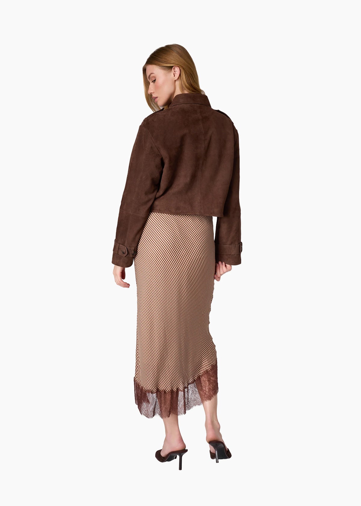 Saskia Suede Jacket in Dark Umber