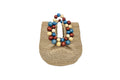 Cueba Bead Bag - natural with red, natural, and turquoise beads
