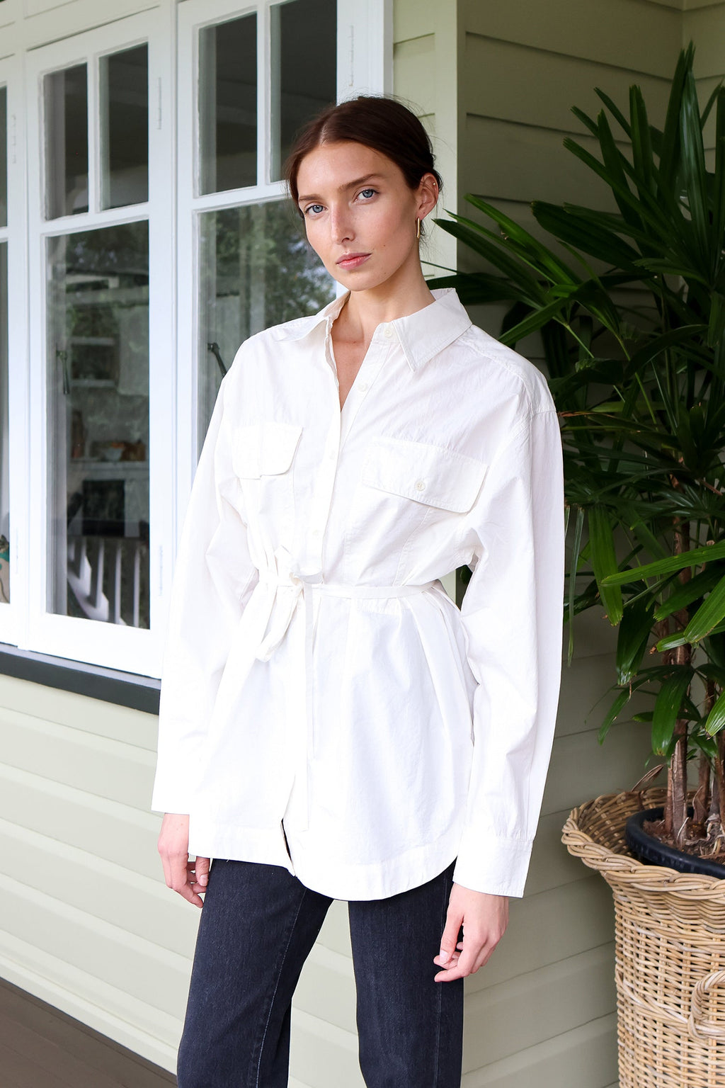 Flowe pocket button up in cream