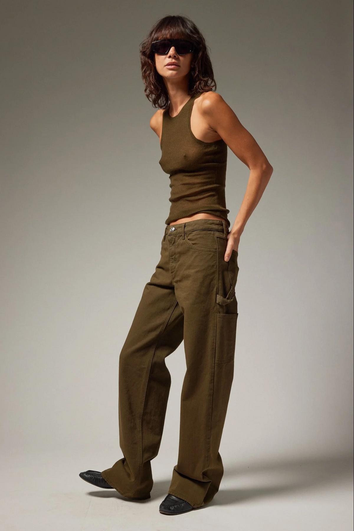 Carpenter Denim Pants in Olive