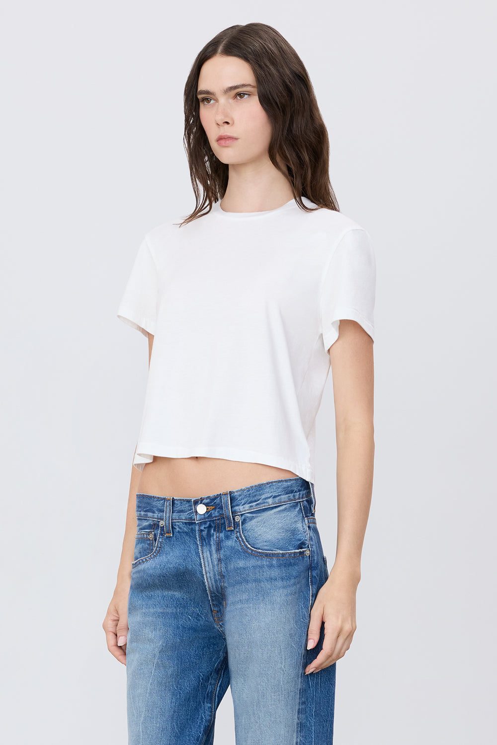 Short Sleeve Boxy Tee in white