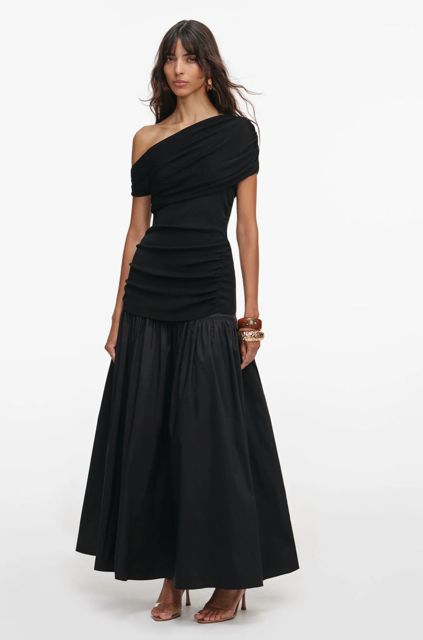 Cotton Draped Knit Midi Dress