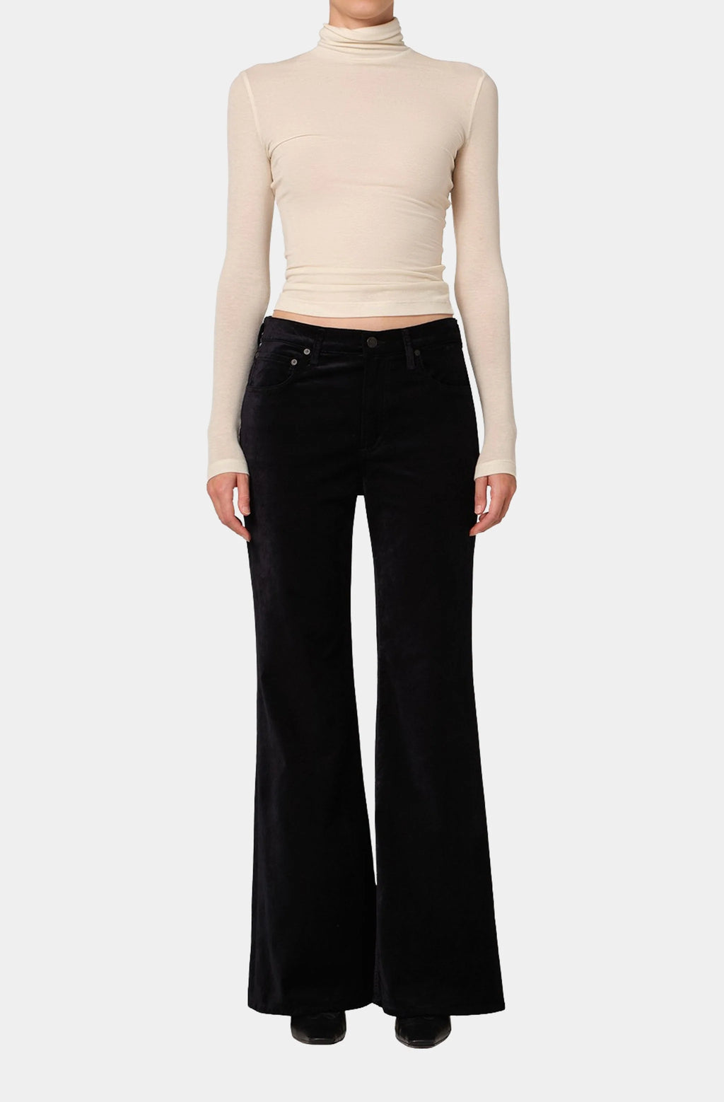 Kimberly 70's Flare Velvet In Onyx Black