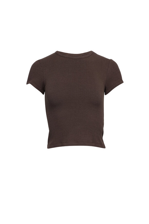 YAEL FITTED RIB TEE SHIRT in brown