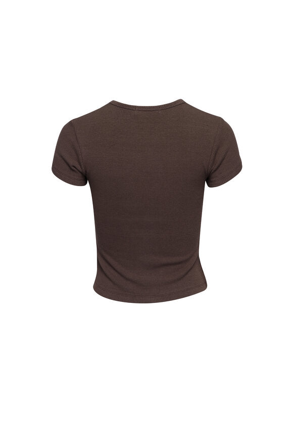 YAEL FITTED RIB TEE SHIRT in brown