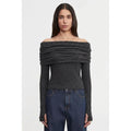 Cashmere long sleeve off the shoulder top