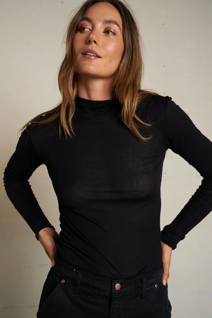 Kim French Jersey Mock Top