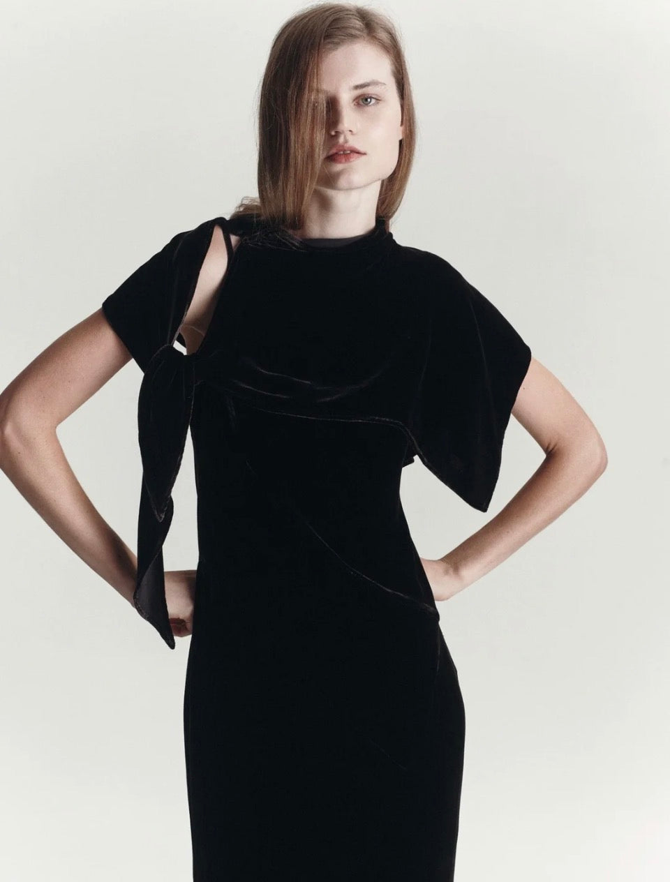 Kate Dress in Velour Brown