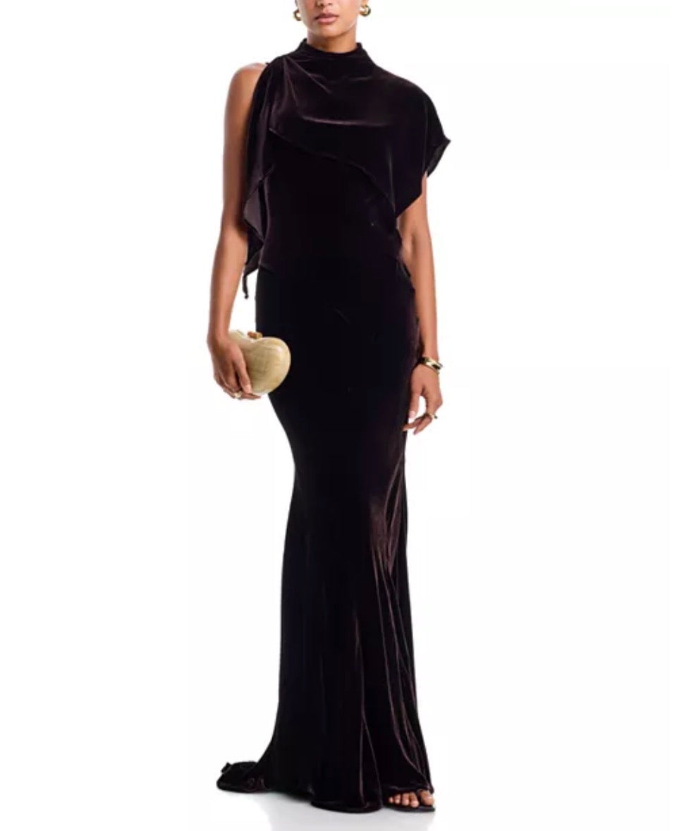 Kate Dress in Velour Brown