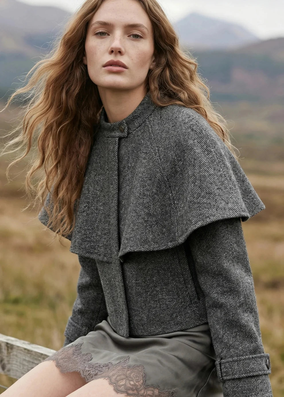 Adler Herringbone Jacket in Dark Grey
