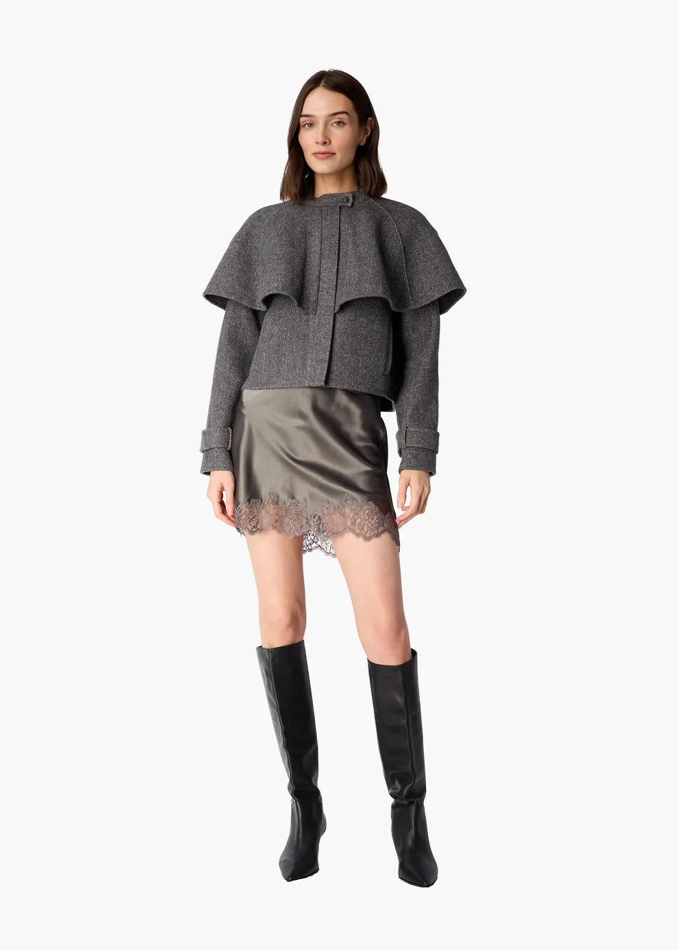 Adler Herringbone Jacket in Dark Grey
