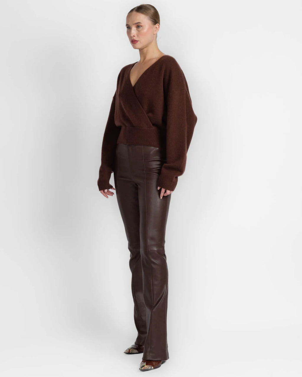 KODA WRAP CASHMERE SWEATER in CINNABAR